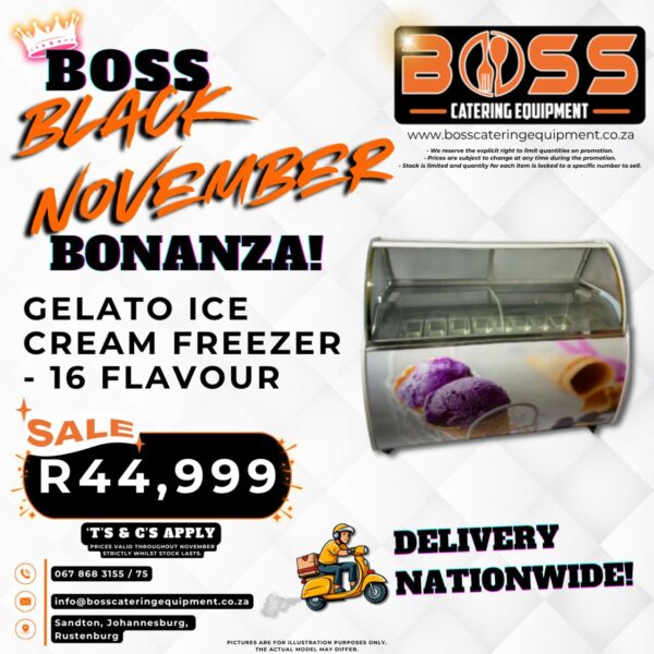 Gelato Freezer - 16 Flavour - Floor Standing (1.5M) - *BLACK FRIDAY*
