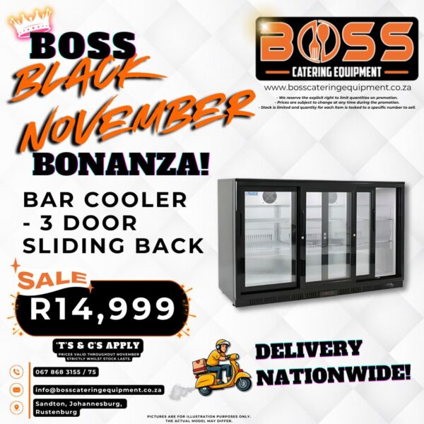 Back Bar Cooler 3 Door Fridge (Sliding) - *BLACK FRIDAY*